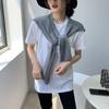 Jia - Chal de hombro tejido estilo coreano, color sólido, bufanda de moda para mujer B8001