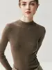 ¡Lavable en la lavadora! Suéter Base de Punto Delgado para Mujer Yangtze Yarn Extra Fino Sin Costuras Cuello Medio Alto 100% Lana