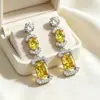 Pendientes de Moda con Bloques Geométricos Cruzados Borla Larga Incrustaciones de Pedrería Pendientes de Piedras Preciosas de Colores de Marca Grande Pendientes para Fiesta de Noche Novia Vestido de Boda
