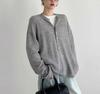 Cardigan de Lana Tejido Color Calabaza Blanca, Cara Grande, Estilo Coreano Otoño e Invierno, Chaqueta Suéter Holgada para Mujer