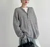 Cardigan de Lana Tejido Color Calabaza Blanca, Cara Grande, Estilo Coreano Otoño e Invierno, Chaqueta Suéter Holgada para Mujer