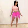 AliExpress venta al por mayor transfronteriza pantalones cortos de mezclilla deshilachados con borlas lijados europeos y americanos jeans de mujer pantalones rectos casuales