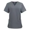 Dropshipping Transfronterizo Uniforme de Trabajo Elástico de Doctor Uniforme de Enfermera de Manga Corta Parte Superior de Hospital de Belleza Ropa de Lavado de Manos para Quirófano de Mujeres