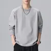 Ropa de Hombre Shanggu Primavera y Otoño Marca de Moda Retro Patchwork Bloques de Color Sudadera Estilo Americano para Hombre Cuello Redondo Pulóver Manga Larga Top