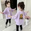 Camiseta de manga larga de algodón puro para niñas, nueva y elegante para primavera y otoño, camiseta básica versátil para niños, top de moda casual para niñas