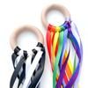 Pulseira Infantil Arco-Íris Fita de Pipa Anel de Madeira Sino Fita Brinquedos Montessori Educação Infantil Montessori