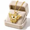 Collar de Mariposa Vintage con Esmalte Hueco, Colgante de Mariposa Único con Diamantes, Cadena para Clavícula, Estilo de Corte Europeo y Americano, Suministro Transfronterizo