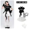 Fantasia de Jazz Infantil para Meninas Moda Brilhante Top Cropped Conjunto de Roupa de Dança Menina de Jazz Traje de Desfile Feminino