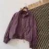 Chaqueta corta de manga larga con cremallera y cordón, cuello alto estilo coreano, para mujer, nueva de otoño, corte holgado, adelgazante, versátil, top tipo cárdigan