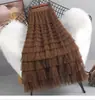 Falda de Malla Patchwork Transfronteriza 2026 Nuevo Estilo de Verano Falda de Longitud Media Falda Larga de Corte A Falda de Tul Abullonada