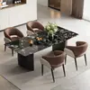 Mesa y sillas de comedor de lujo minimalista estilo italiano para el hogar, sillas de comedor de ocio para hotel restaurante nórdico, cuero moderno para discusiones