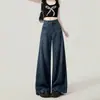 Jeans Engrosados Forrados de Polar para Mujer Invierno Nuevo Rectos de Cintura Alta Adelgazantes Versátiles Talla Grande Holgados de Pierna Ancha