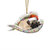 Varios Adornos Planos Transfronterizos para Perros, Decoraciones Acrílicas para Árbol de Navidad, Gorros de Navidad Durmientes, Nuevos Productos para Espejo Retrovisor de Coche