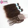Fechamento de Cabelo Humano Europeu e Americano Color#2 Cacheado Kinky Indiano