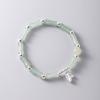 Pulsera de Cuentas Redondas de Hoja Esmerilada Slub de Plata Esterlina 925 para Mujer Diseño Simple de Cuerda Estampada Pulsera de Jade Natural B6769