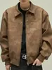 Chaqueta de Cuero para Hombre Estilo Retro Americano Transfronteriza Primavera y Otoño Canalla Guapo Solapa Maillard Usar Chaqueta Casual de Alta Gama