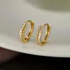 Pendientes de Plata de Ley S925 con Perlas Doradas Incrustados con Fila de Circonitas Diamante para Mujer Venta Caliente Transfronteriza Lujo Accesible Moda de Gama Alta Pendientes Versátiles