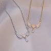 Collar Femenino Popular Corazón Alas de Ángel Ins Popular Mismo Estilo Diseño Nicho Zirconia Simple Cadena Clavícula