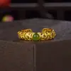 Anillo Abierto Kabasi "Seda de Flor" Jade Hetian Natural Plata S925 Estilo Chino Nicho Lujo Ligero Joyería para Mujer