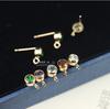 Pendientes de oro de 14 quilates de EE. UU. DIY con cuentas redondas, pendientes de circonita brillante de grado A, accesorios dorados