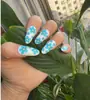 24 piezas Directo de Fábrica Europeas y Americanas Puntiagudas Largas Uñas Postizas Arte de Uñas Venta al por Mayor Uñas Postizas Producto Terminado Adhesivo Uñas Postizas