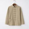Terno Tang Masculino de Manga Comprida Estilo Chinês Jaqueta Juvenil Casaco Camisa Algodão e Linho Hanfu Meia-Idade e Idoso Primavera e Outono Fantasia de Linho