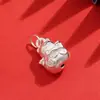 Colar Lótus Prata 999 Pequeno Pingente Pulseira Joia de Contas Pingente DIY Feito à Mão Cordão Vermelho Acessórios de Prata de Lei