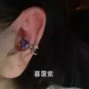 Ear Cuff de Línea de Circonita Azul Diseño de Nicho para Mujer Clip para Oreja Sin Perforación Pendientes de Temperamento Único Estilo Frío