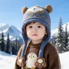 Chapéu de Orelha Infantil Outono e Inverno Meninos Bonito Desenho Animado Malha Meninas Chapéu de Lã À Prova de Vento Bebê Quente Chapéu Moderno