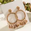 Pendientes de Flor Tejidos de Ratán Estilo Bohemio Europeo y Americano Pendientes Tejidos a Mano para Mujer Estilo Vacaciones en la Costa