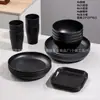 Conjunto de Talheres de Plástico de Palha de Trigo Amazon - Tigelas, Pratos, Copos, Facas, Garfos e Colheres - Talheres Portáteis para Exterior - Atacado