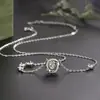 Colar Anel de Mobius de Prata Pura 999 para Mulheres, Corrente de Clavícula Coração de Zircônia Estilo Ins Nicho de Luxo Leve, Presente para Namorada ou Melhor Amiga