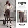 Pantalones de tiburón sin costuras con forro polar para invierno, de cintura alta, control de abdomen, forro grueso de borrego, largo 7/8, ropa de yoga