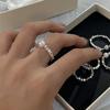 Sentido de design de nicho simples S925 Sterling Silver Broken Silver Anel de pérola Shijia austríaco Anel de dedo distintivo Moda feminina