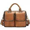 Bolso de mano vintage para hombre de cuero genuino, bolso cruzado, maletín de piel de vaca de capa superior
