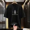 Camiseta de Manga Corta Pesada Estilo Americano de Algodón Puro para Hombre, Cuello Redondo, Corte Holgado de Moda, Top Grueso de Algodón Completo de Media Manga, 260g