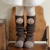 Botas y Calcetines de Algodón para Niñas, Lindo Oso Muñeco Estéreo Tejido para Pantorrilla Lolita Dulce Cálido Cubre Piernas de Felpa