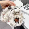Bolsa Nova de Pelúcia Bordada Gatinha Kt Outono e Inverno 2025 Cordão para Celular Estampado de Leopardo Mini Bolsa com Zíper para Fone de Ouvido Bolsa de Pendurar