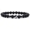 Venta caliente transfronteriza Europa y Estados Unidos 8mm piedra volcánica natural esmerilada ojo de tigre lapislázuli cuentas para hombres y mujeres pulsera de mano al por mayor