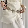 Saia com cinto de cintura cinto feminino moderno estilo étnico retrô jeans rebite estilo western acessório marrom versão larga