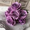 Ramo de rosas corola de 7 cabezas decoración de mesa para sala de estar en casa flores artificiales diseño floral de boda accesorios de fotografía