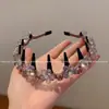 Diadema de Flor de Cristal de Gama Alta con Dientes 2025 Nueva Versátil Diadema Alta Elegante Elegante Pasador Antideslizante