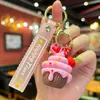 Chaveiro Acessórios de Bolo Pintado Desenho Animado Sorvete Fruta Fofa Bolo Pequeno Casquinha Borracha Macia PVC Pingente