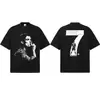 Nueva Camiseta de Manga Corta Redonda con Hombros Caídos de Algodón Peinado de Peso Pesado para Hombre, Fútbol C Ronaldo, 300g, Primavera/Verano 2026