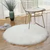 Alfombra Redonda Blanca de Felpa Larga Cojín para Silla de Maquillaje Tocador Balcón Celebridad de Internet Mullida Dormitorio Mesita de Noche Fotografía Color