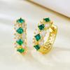 Joyería Mujing plata S925 moda para mujer tesoro de color esmeralda artificial diamante artificial aretes moda diaria retro