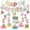 Banner de Fiesta Temática de Cumpleaños de Bob Esponja Transfronterizo Set de Banderines Espirales Decoraciones para Pasteles Venta al por Mayor