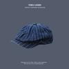 Gorra Octogonal Retro Estilo Japonés para Hombre y Mujer Marca de Moda Antidesgaste Boina Rayada Estilo Coreano Gorra de Repartidor Gorra de Pintor Británico