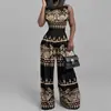 Moda Femenina de Verano 2026 Entrega Transfronteriza: Elegante Mono Estampado sin Mangas de Cuello Redondo Elegante para el Trabajo