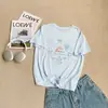 Camiseta Blanca de Manga Corta con Estampado de Lazo de Lyocell, Delgada, Transpirable, Fresca para el Verano, Casual Suelta